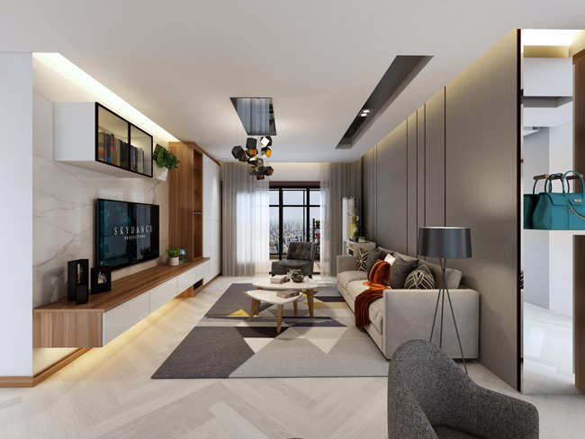 電視墻+客廳裝修效果圖